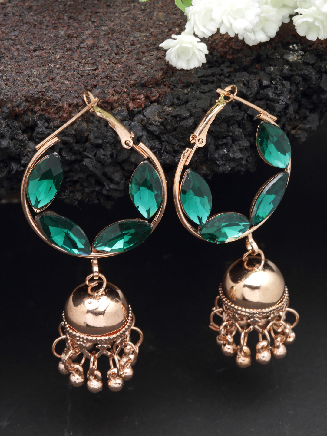 

PANASH Women Circular Jhumkas Earrings, Sea green