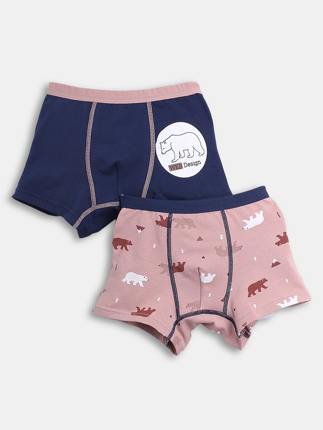 

Hopscotch Pack Of 2 Printed Basic Briefs, Peach