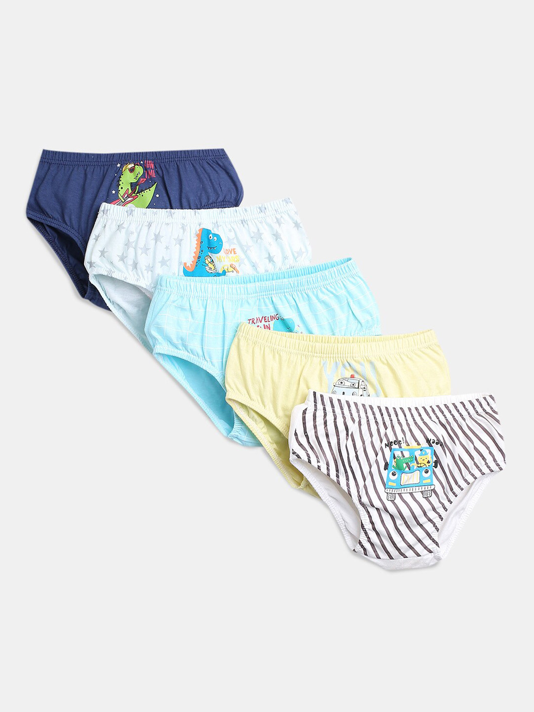 

Hopscotch Boys Pack Of 5 Conversational Printed Basic Briefs-1186521, Blue