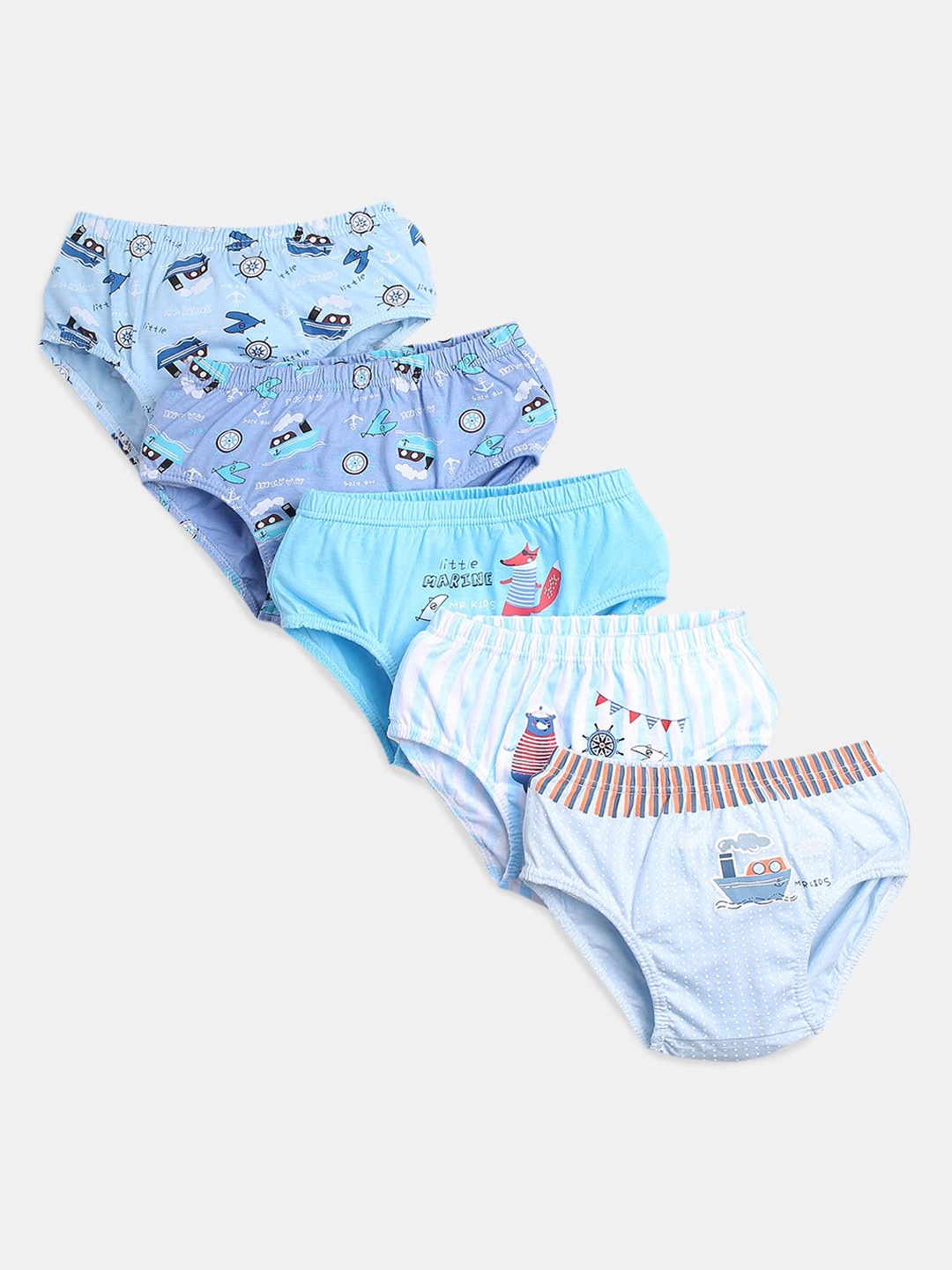 

Hopscotch Boys Pack Of 5 Printed Basic Briefs, Blue