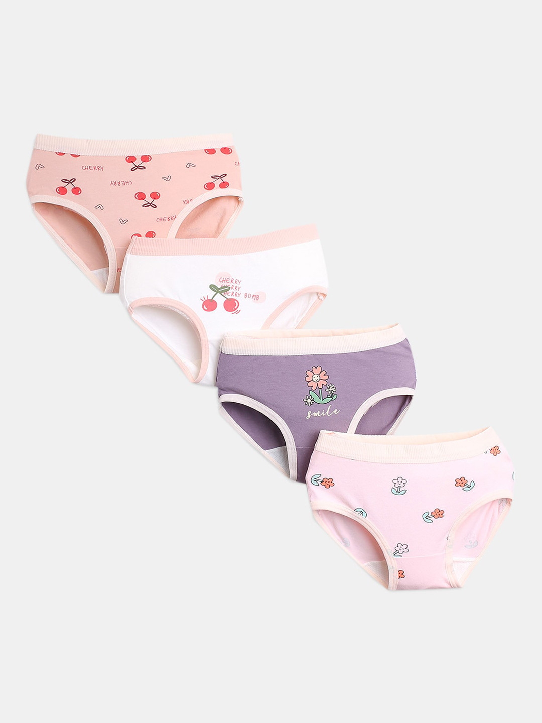 

Hopscotch Girls Pack Of 4 Printed Cotton Basic Briefs, Pink