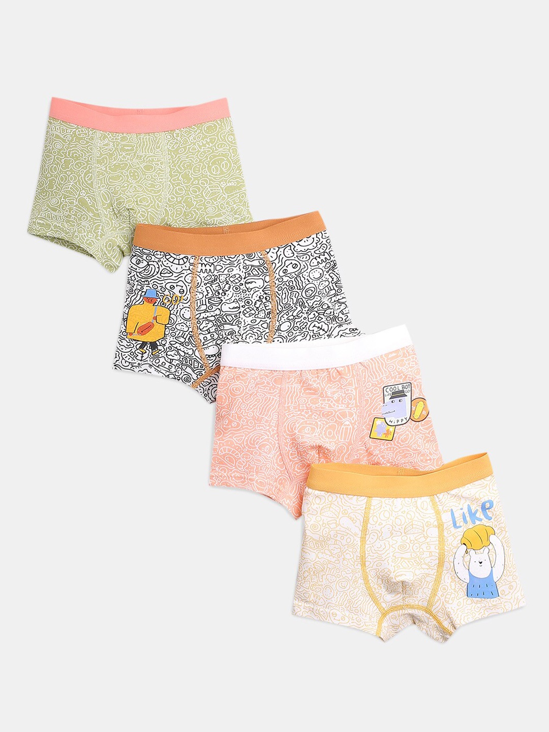 

Hopscotch Boys Pack Of 4 Printed Basic Briefs, Multi