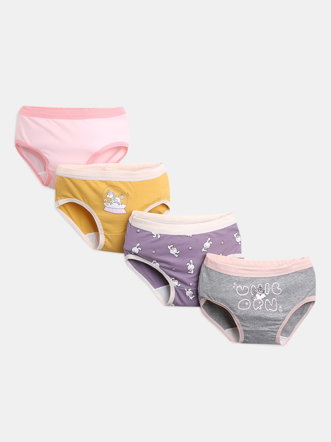 

Hopscotch Girls Pack Of 4 Printed Basic Briefs, Pink