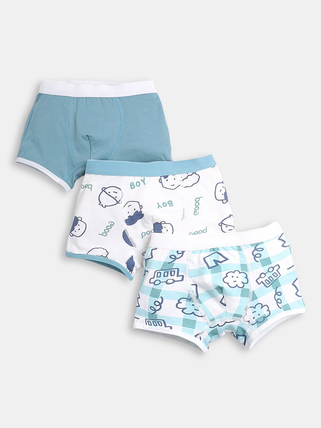

Hopscotch Boys Pack Of 3 Printed Cotton Boxer Briefs, White