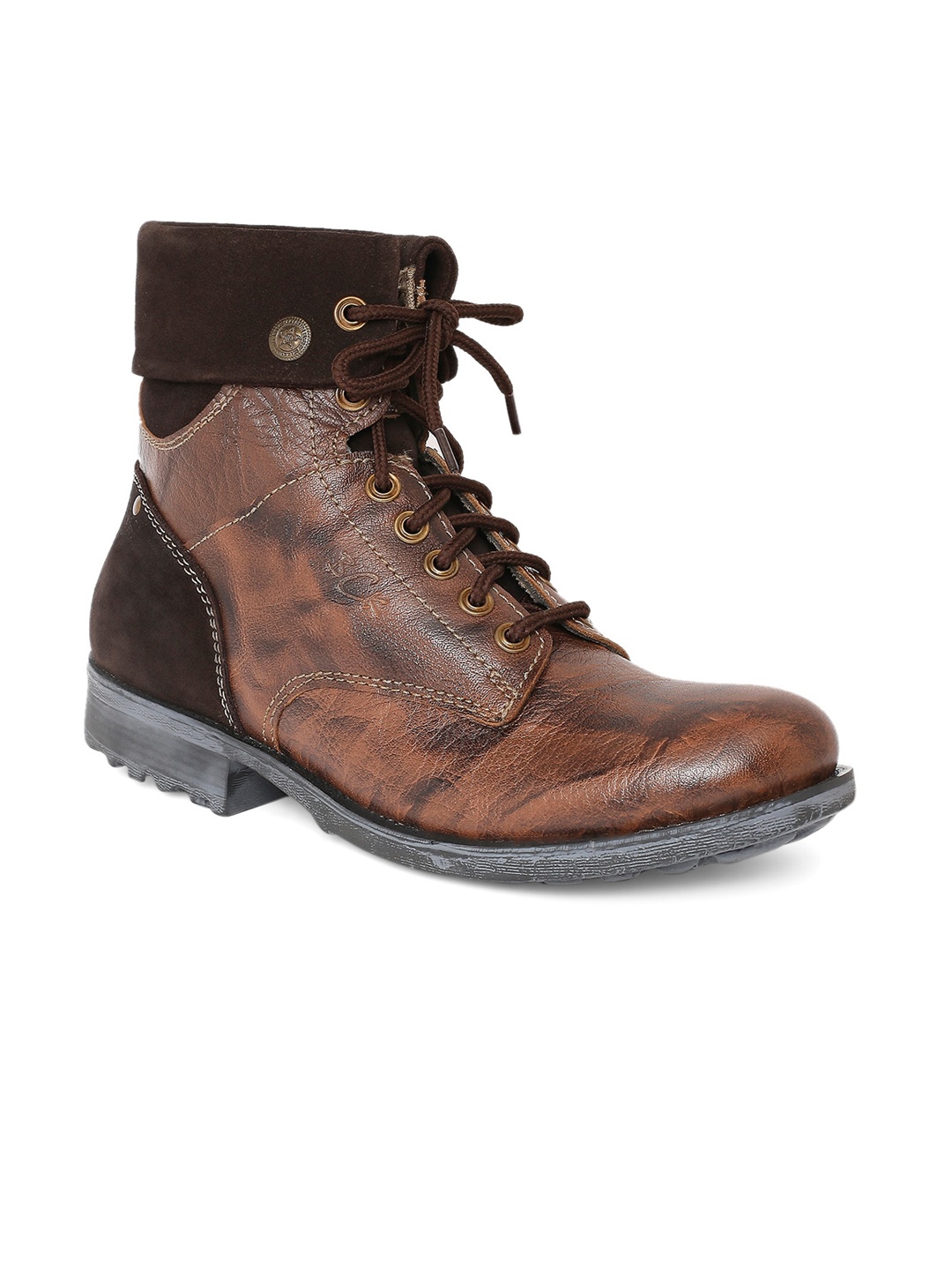 

Buckaroo Men Textured Leather Biker Boots, Brown