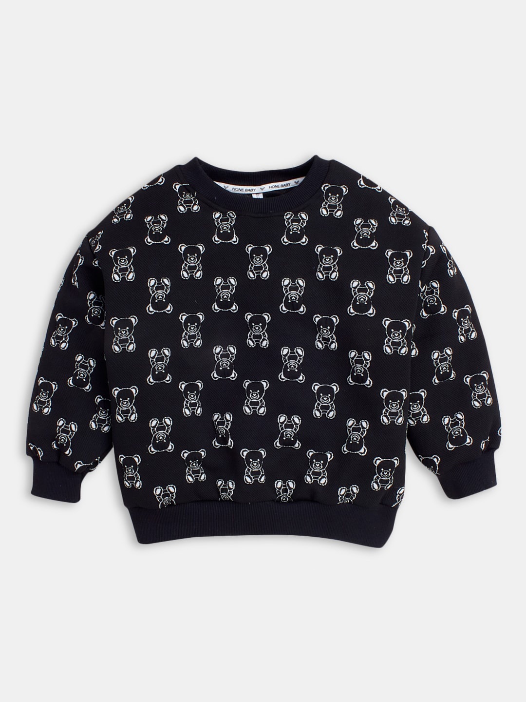 

Hopscotch Boys Round Neck Printed Sweatshirt, Black