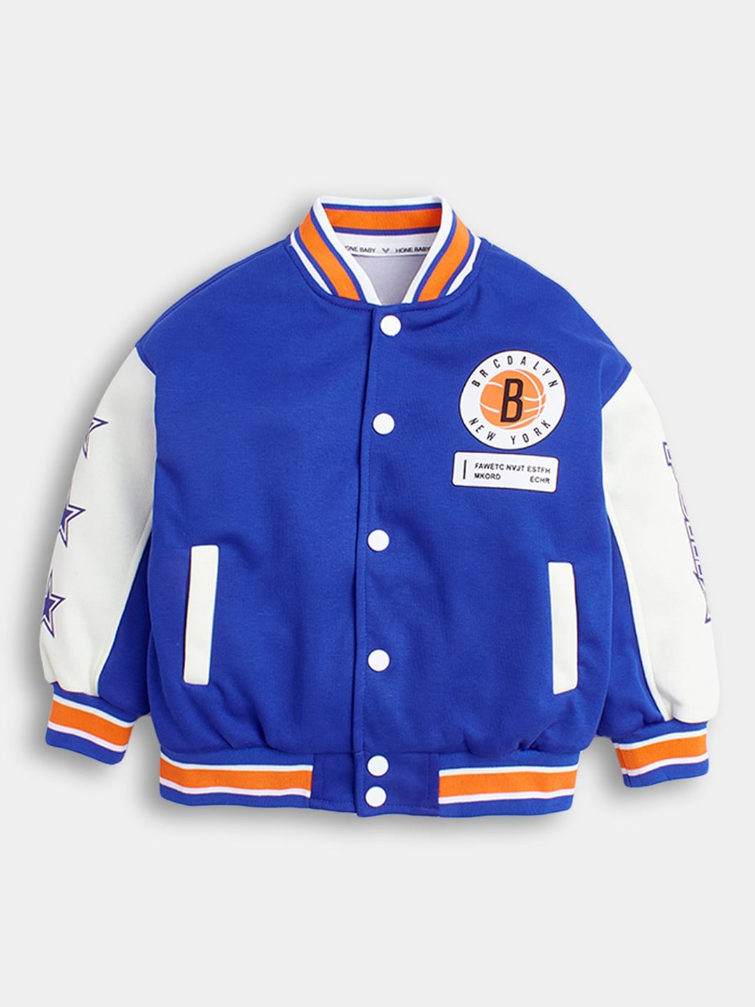 

Hopscotch Boys Blue Cotton Bomber with Patchwork Jacket