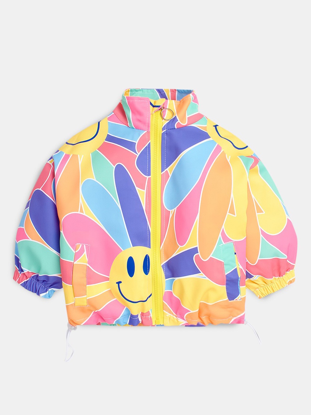 

Hopscotch Girls Orange Crop Open Front Jacket with Patchwork