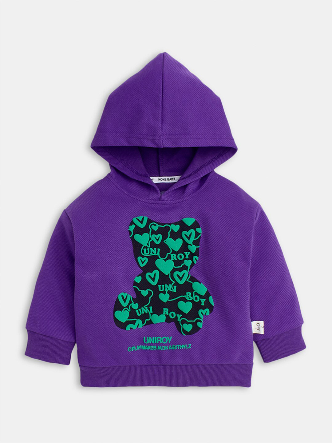 

Hopscotch Boys Printed Hooded Sweatshirt, Purple