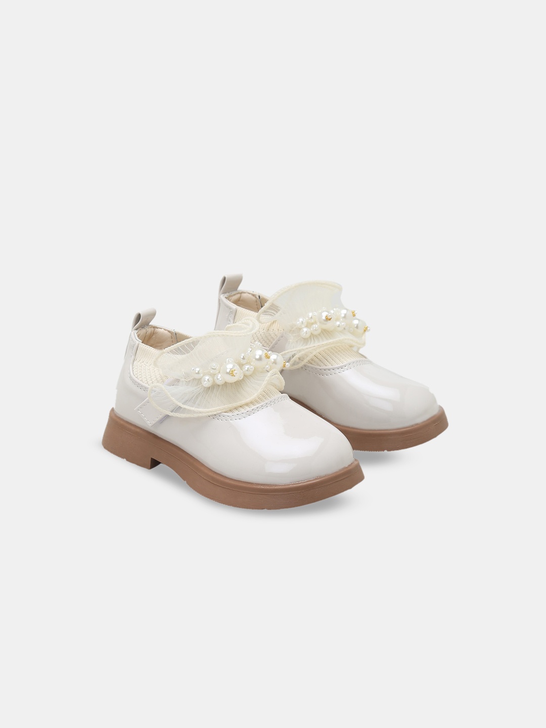 

Hopscotch Girls Pearl Applique Ankle Length Boots, Beige