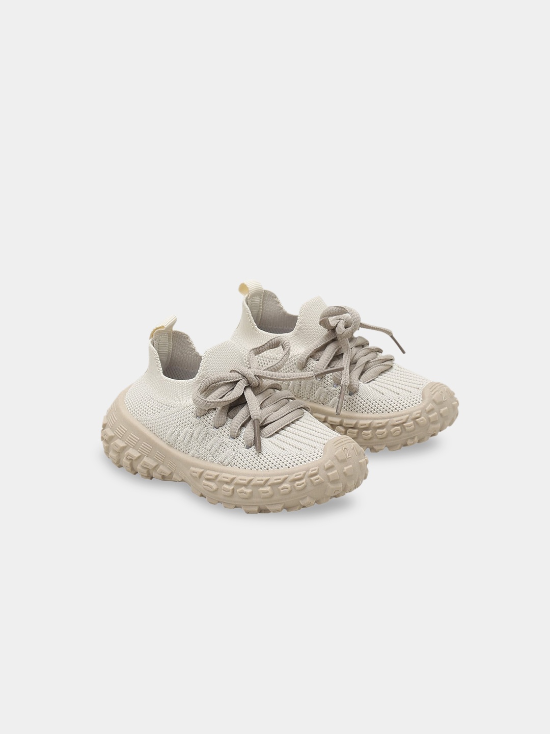 

Hopscotch Boys Textured PU Tie-Up Sneakers, Beige