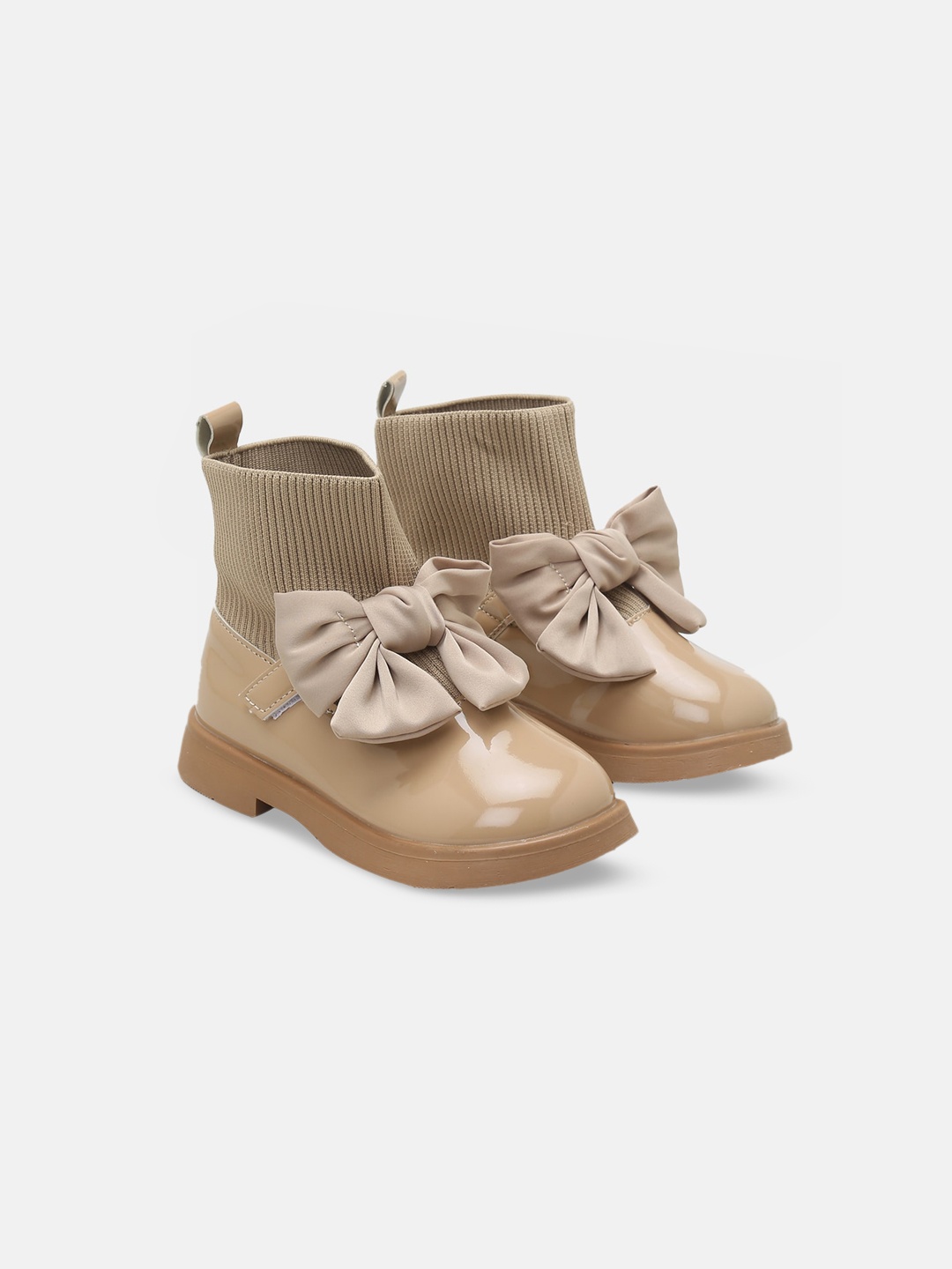 

Hopscotch Girls Bow Design Ankle Length Regular Boots, Beige