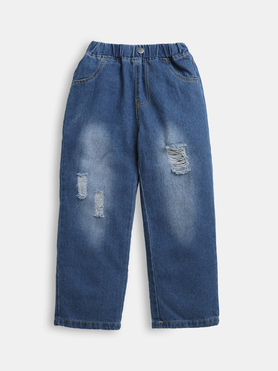 

Hopscotch Girls Comfort Fit Mildly Distressed Light Fade Casual Jeans, Blue