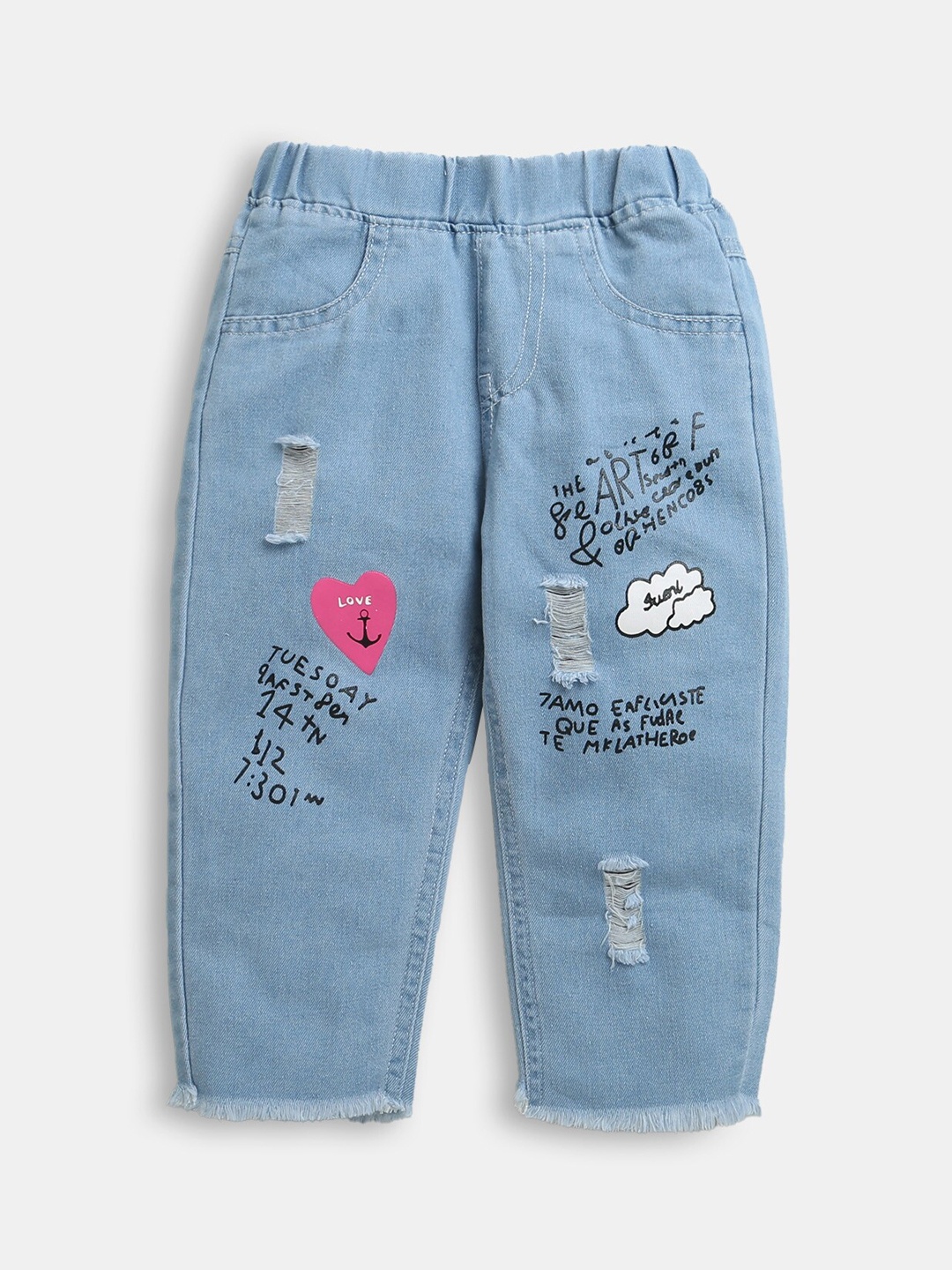 

Hopscotch Girls Comfort Highly Distressed Jeans, Blue
