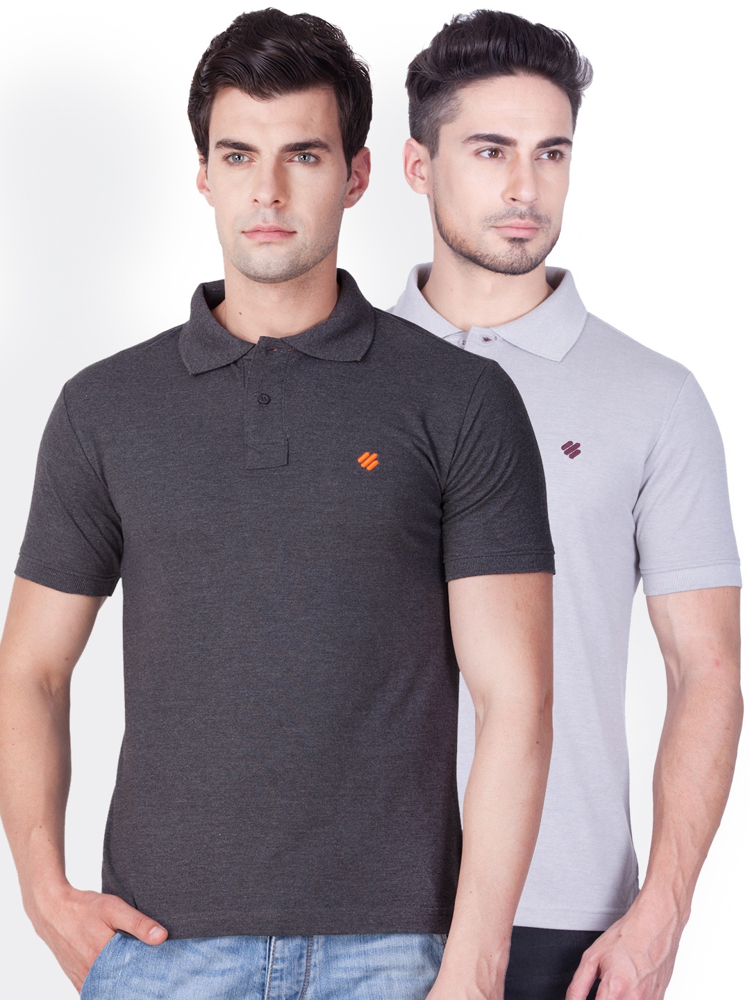 

ONN Men Pack of 2 Solid Polo Collar T-shirts, Charcoal