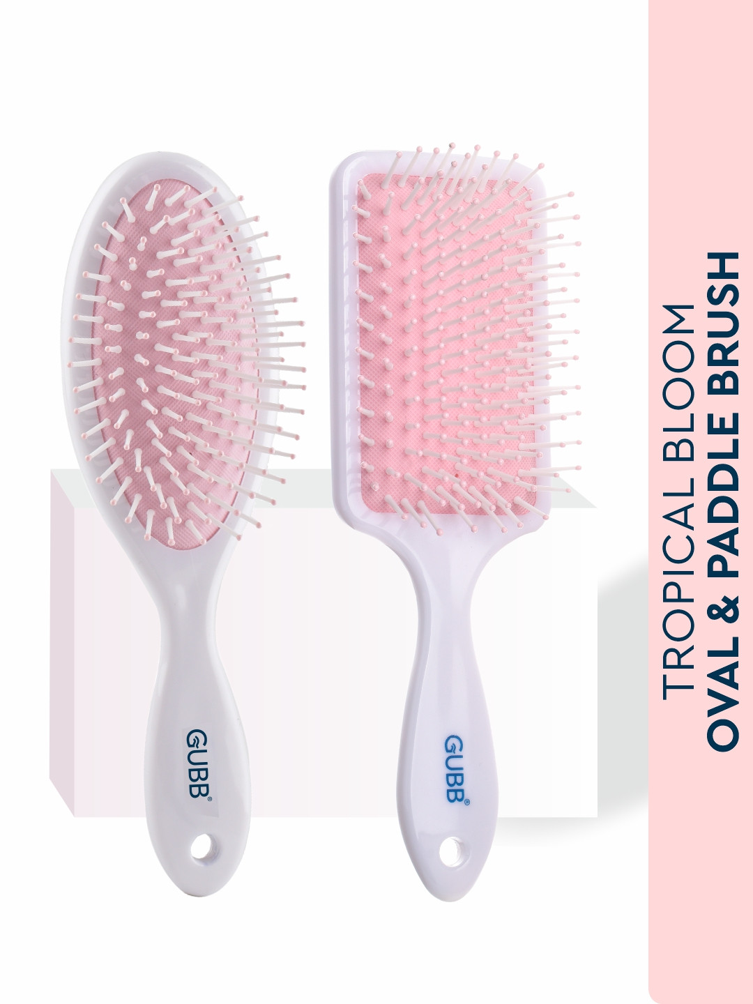 

GUBB Set Of 2 Oval & Padded Hair Brush, Pink