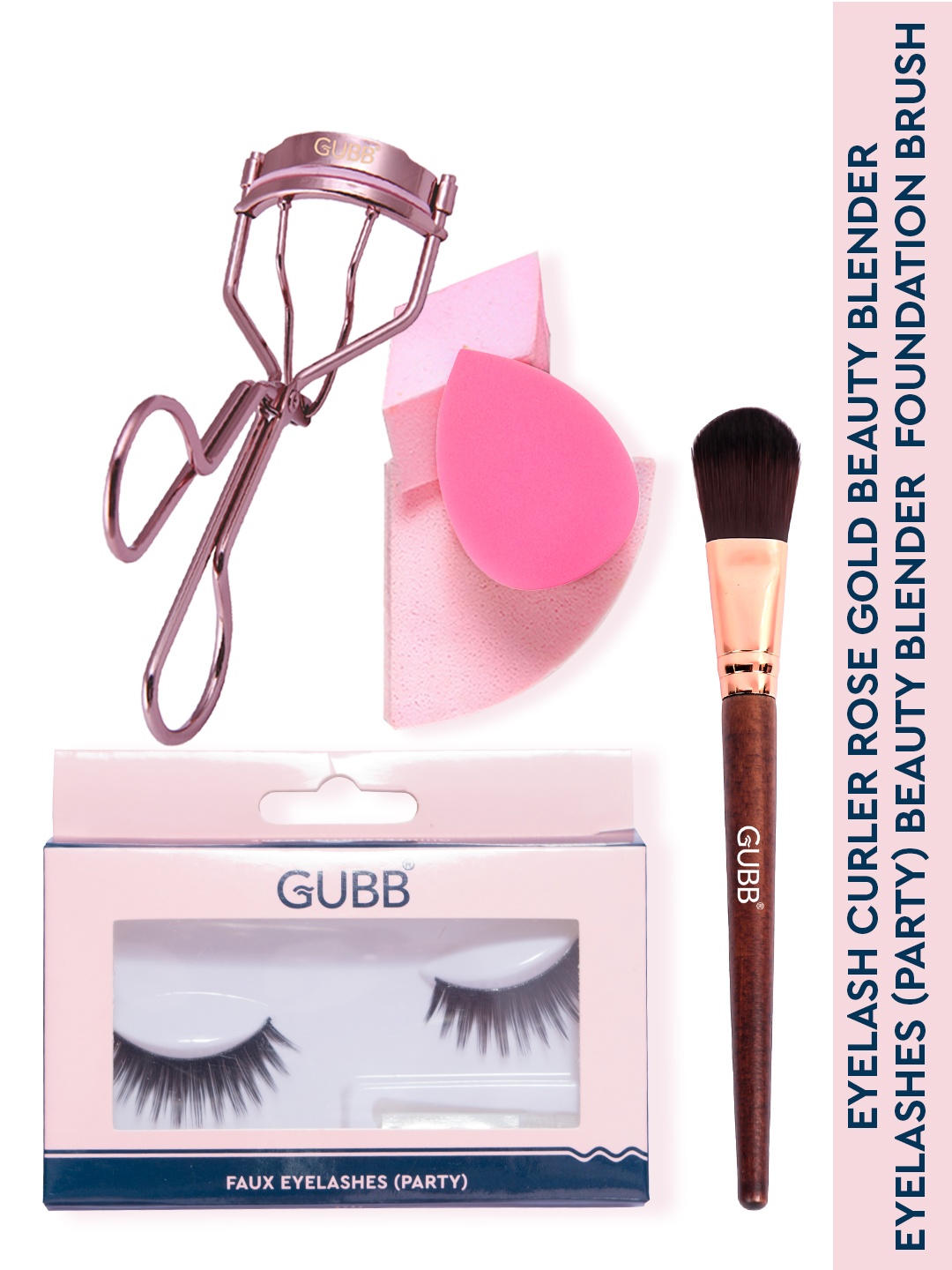 

GUBB Set of Eyelash Curler - Beauty Blender - False Eyelash - Foundationn Brush, Black