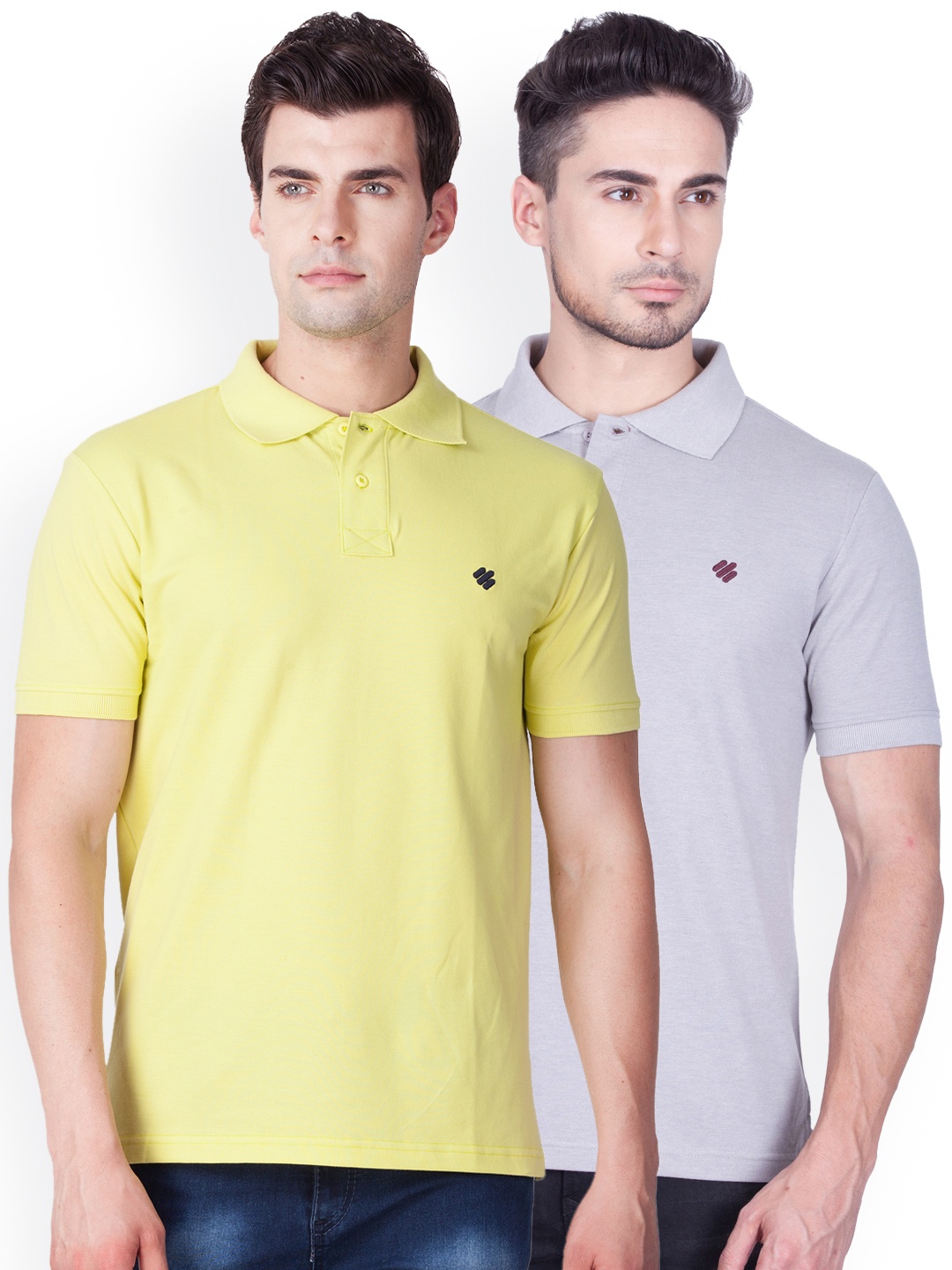 

ONN Men Pack of 2 Solid Polo Collar T-shirts, Yellow