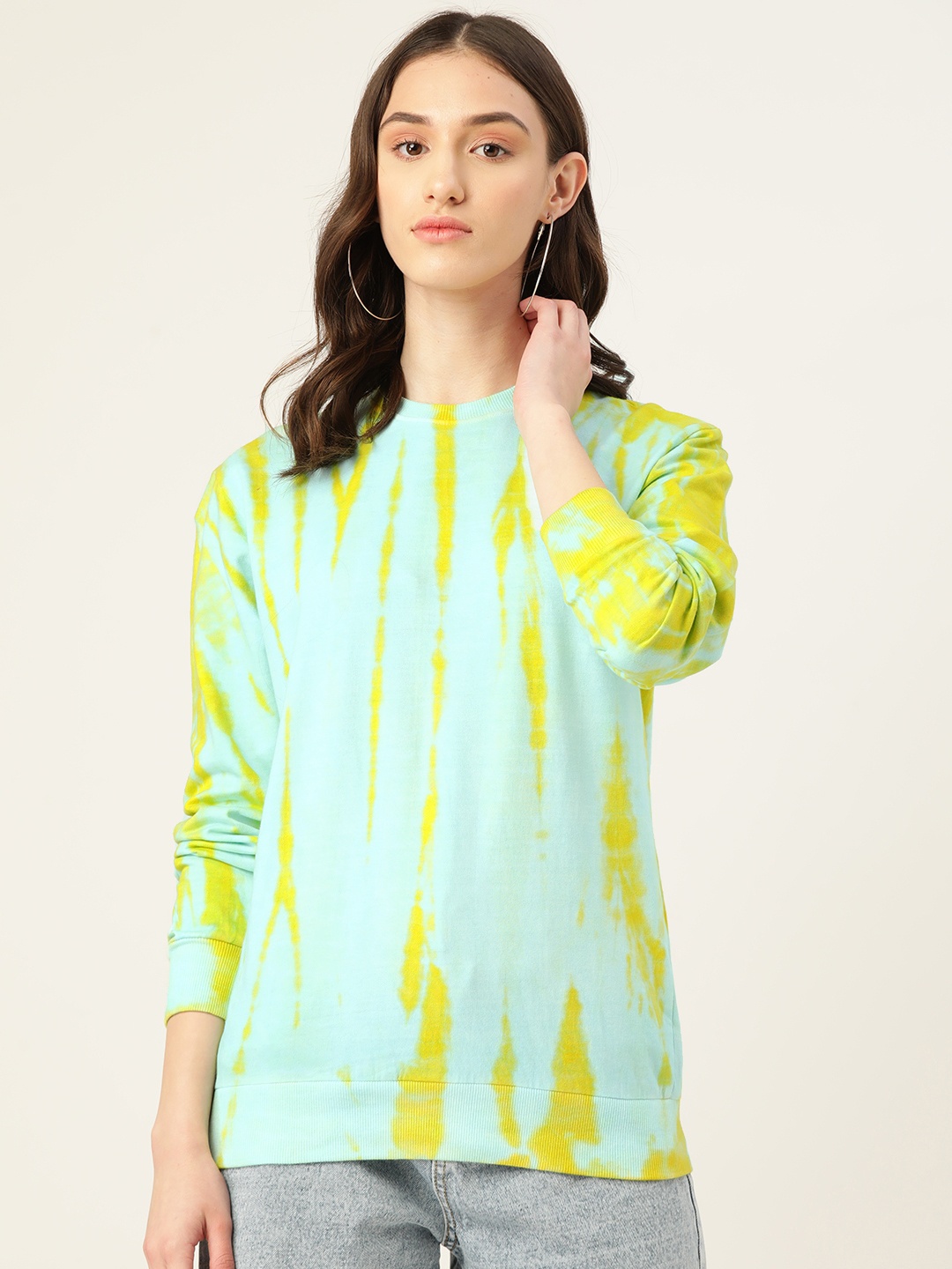 

Maaesa Women Abstract Printed Sweatshirt, Yellow