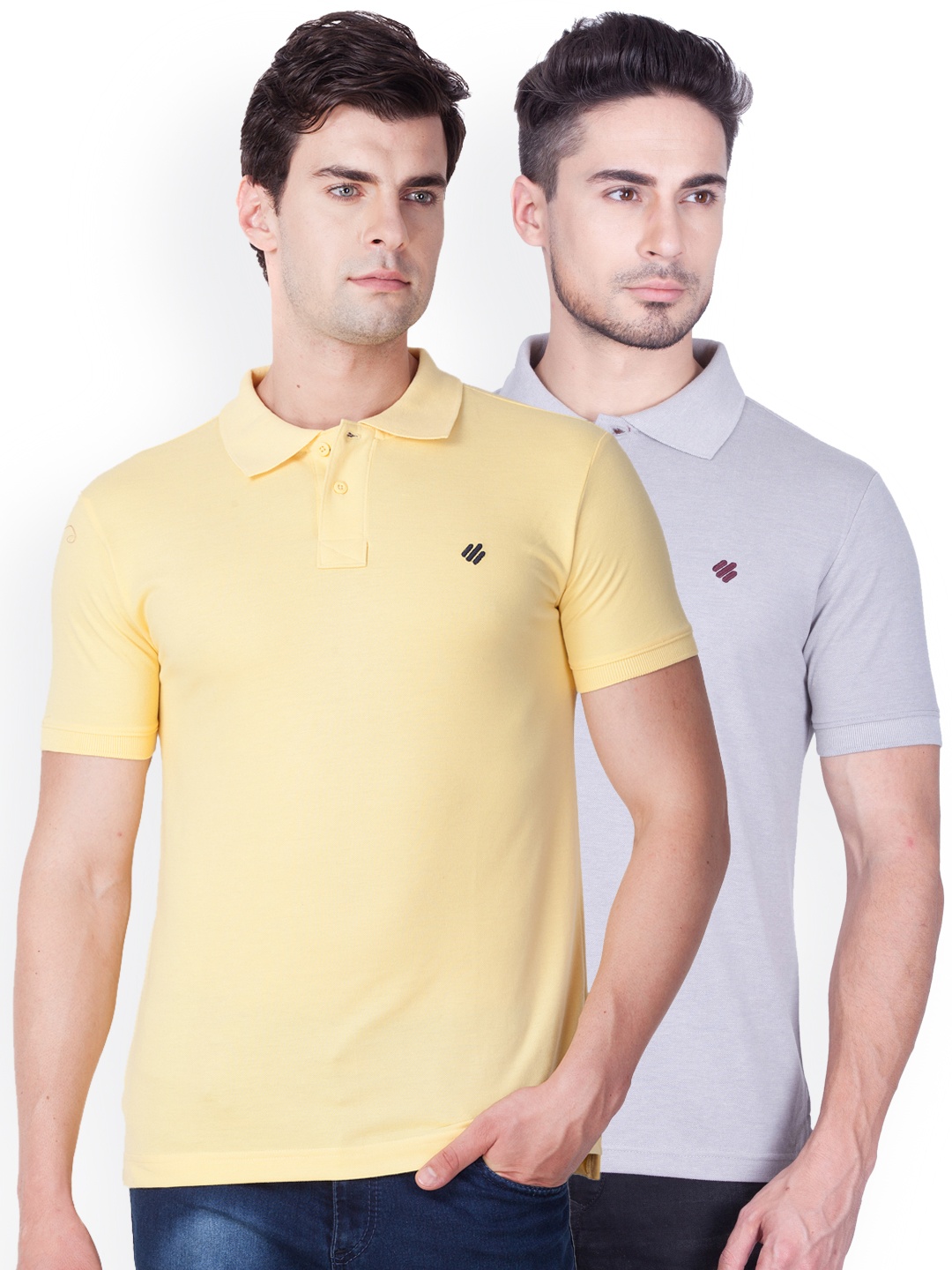 

ONN Men Pack of 2 Solid Polo Collar T-shirts, Yellow