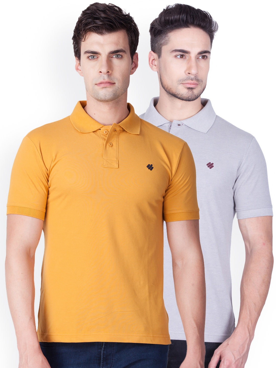 

ONN Men Pack of 2 Solid Polo Collar T-shirts, Mustard