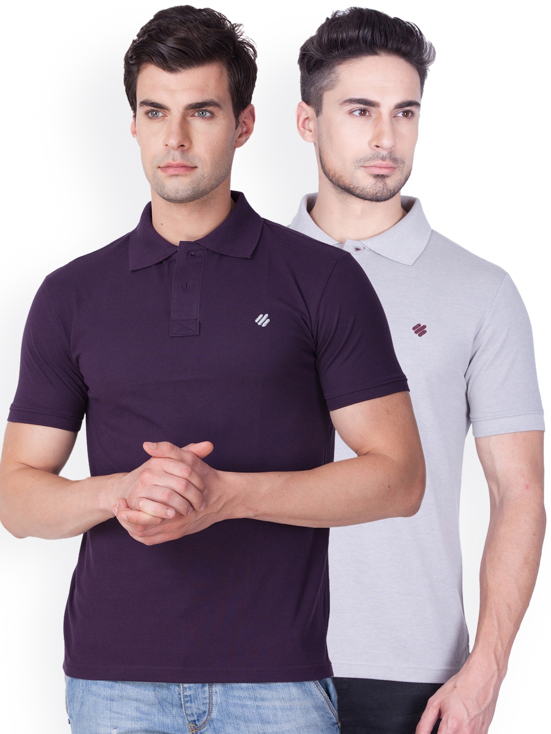 

ONN Men Pack of 2 Solid Polo Collar T-shirts, Purple