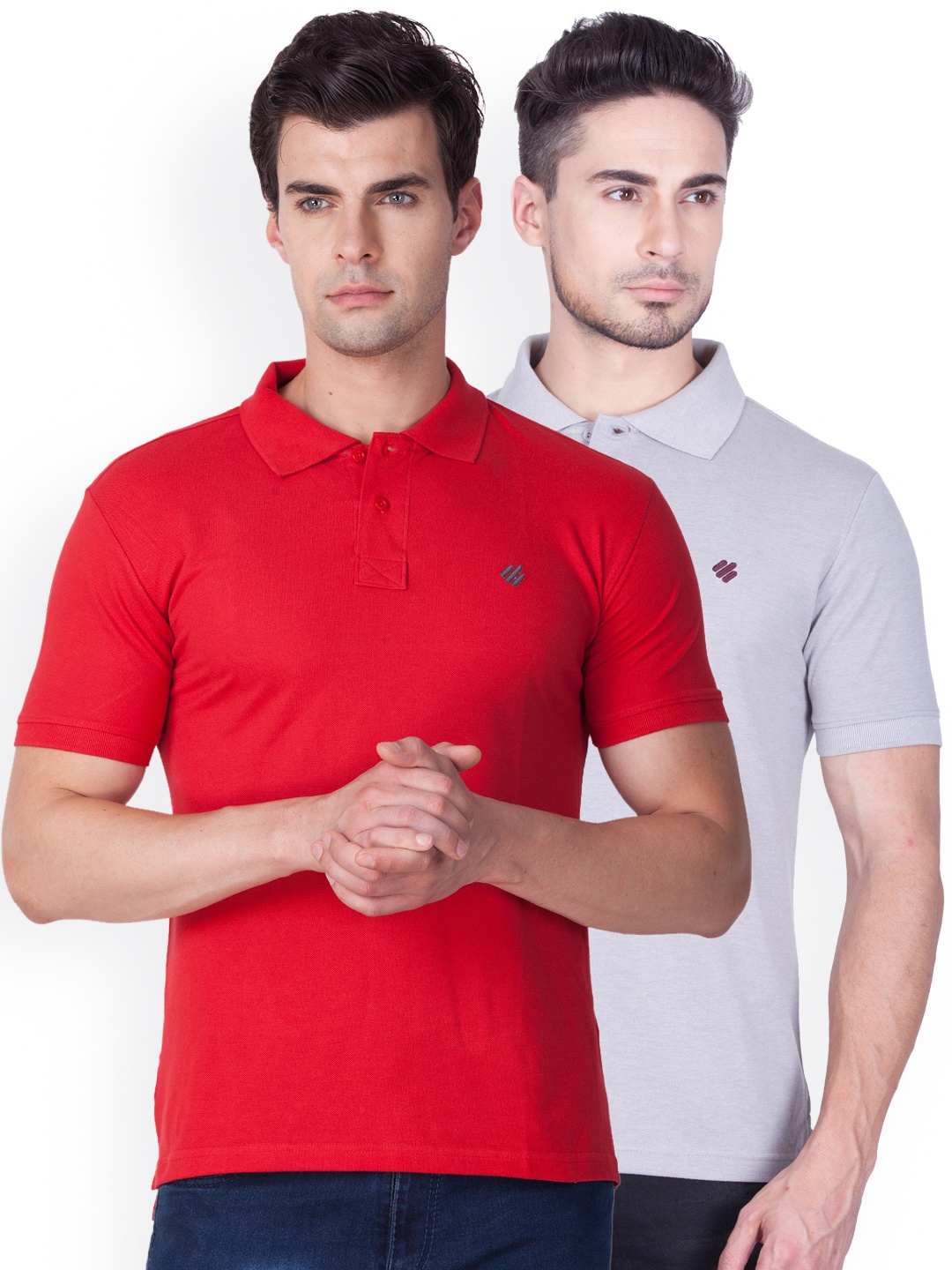 

ONN Men Pack of 2 Solid Polo Collar T-shirts, Red