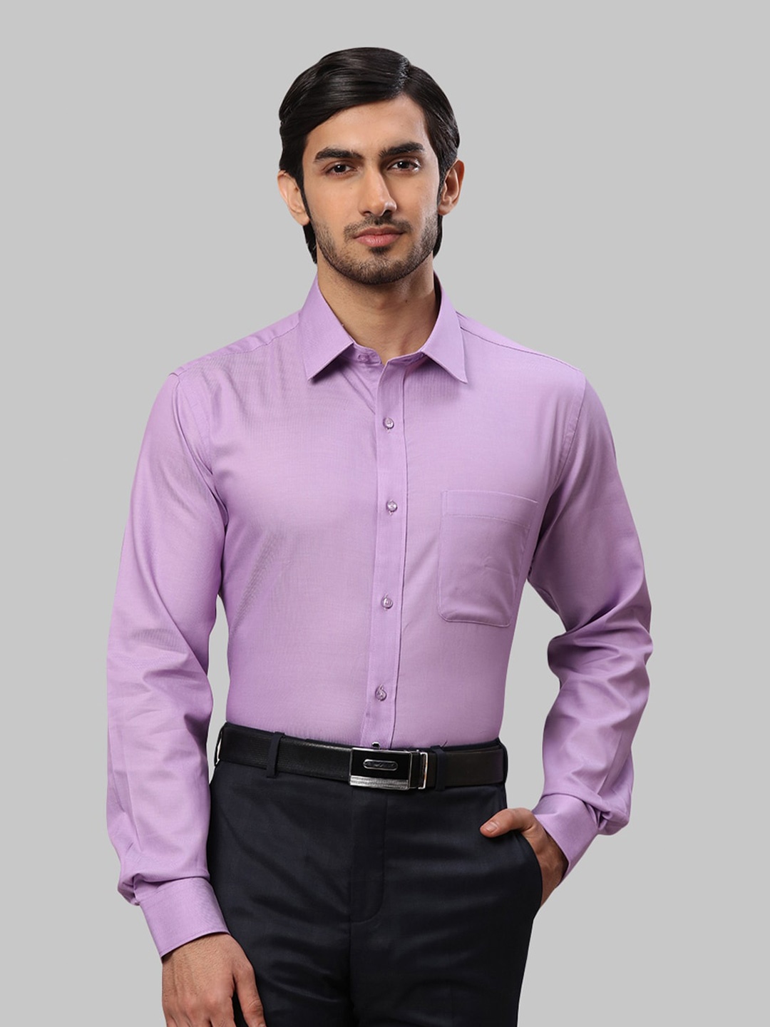 

Raymond Men Self Design Cotton Slim Fit Formal Shirt, Purple