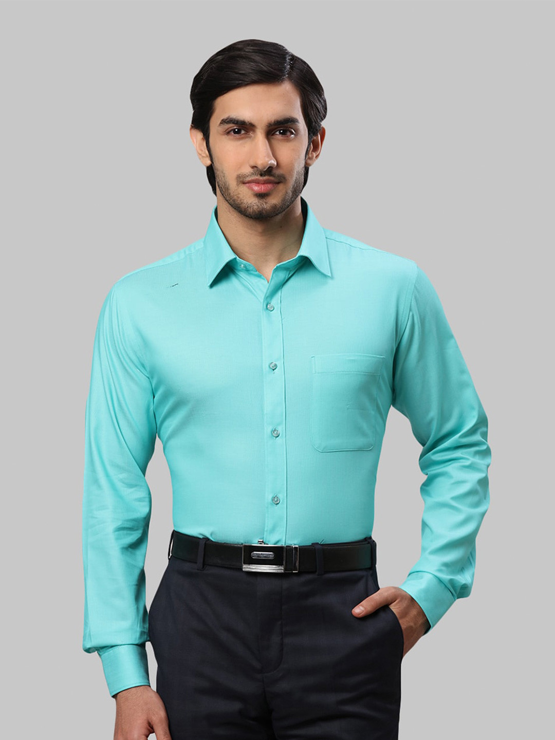 

Raymond Men Cotton Slim Fit Formal Shirt, Sea green