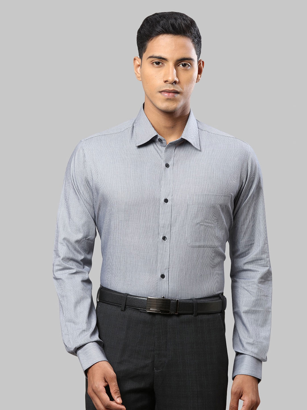 

Raymond Men Striped Cotton Slim Fit Formal Shirt, Grey