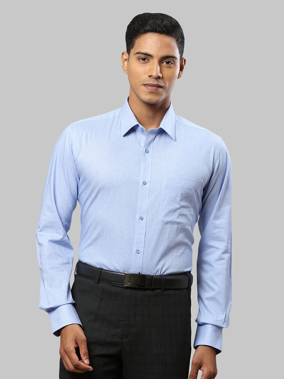 

Raymond Men Self Design Cotton Formal Shirt, Blue