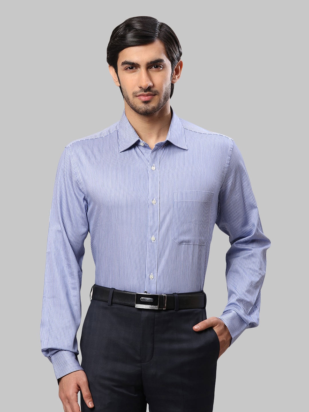 

Raymond Men Striped Cotton Formal Shirt, Blue