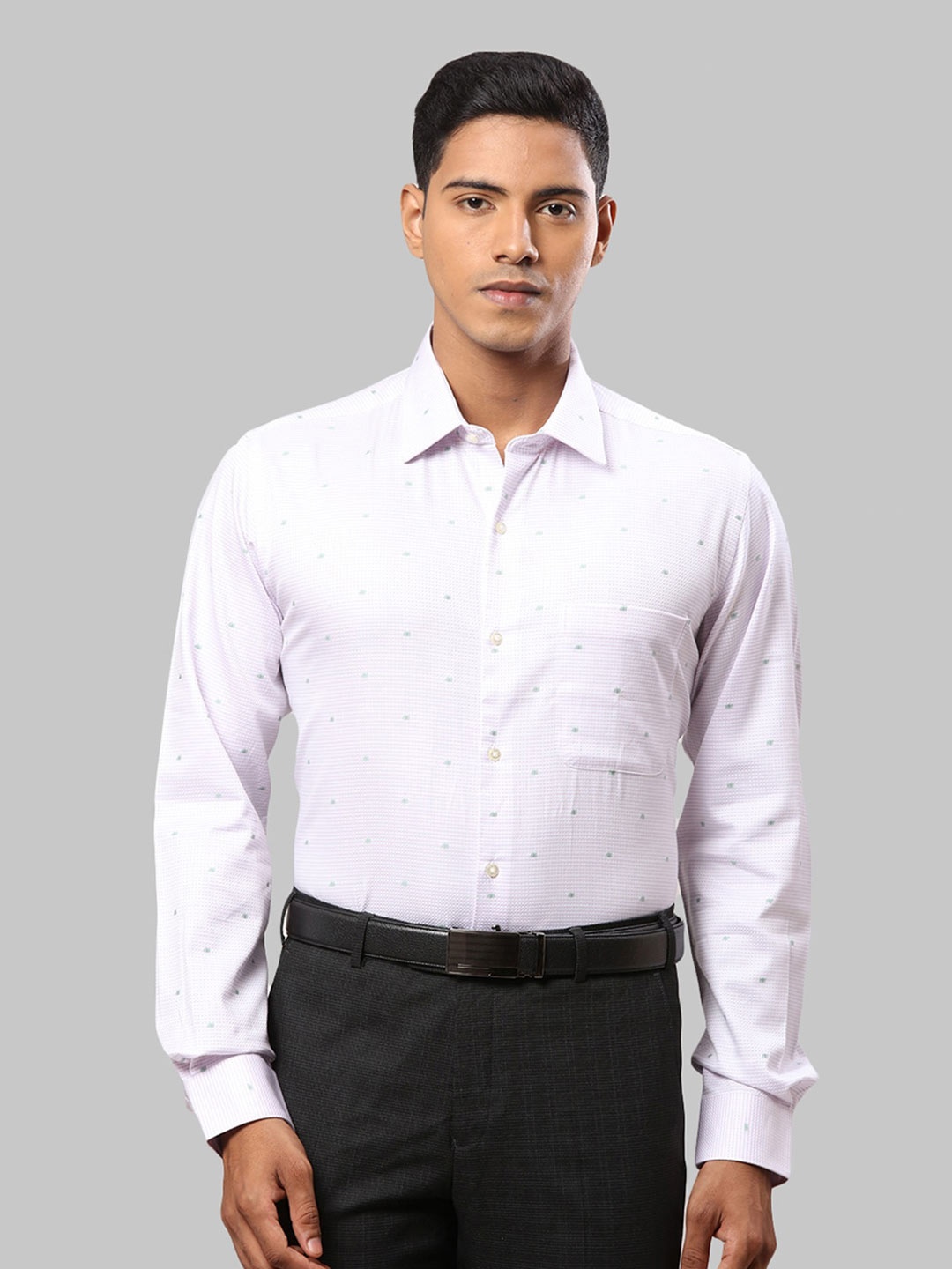 

Raymond Men Printed Cotton Formal Shirt, Violet