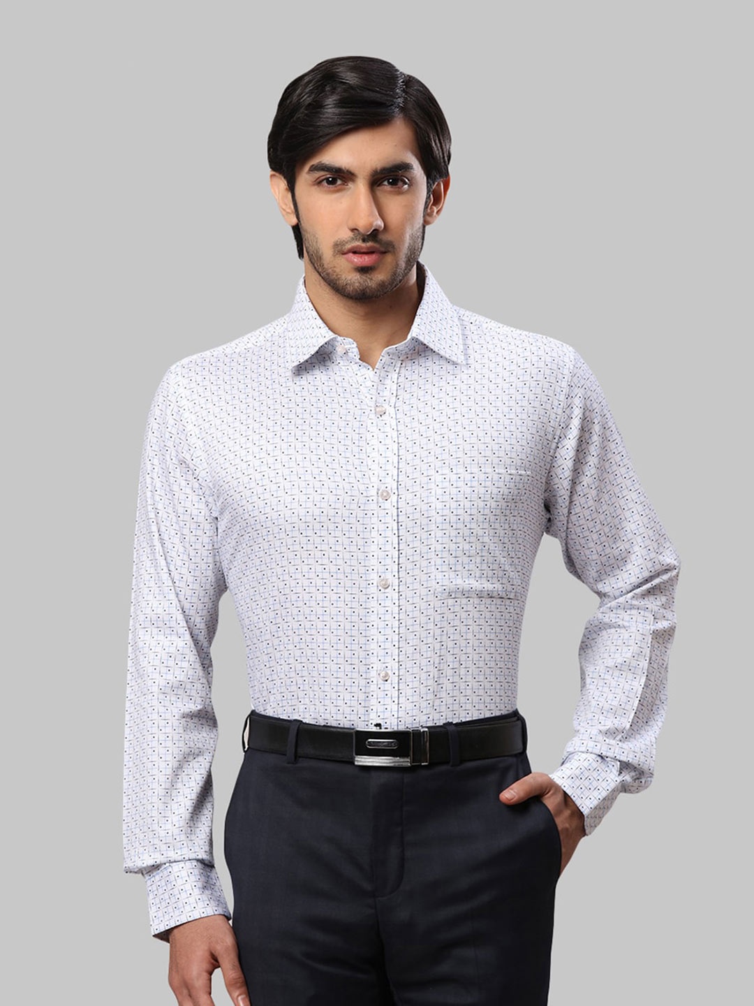 

Raymond Men Slim Fit Printed Cotton Formal Shirt, White