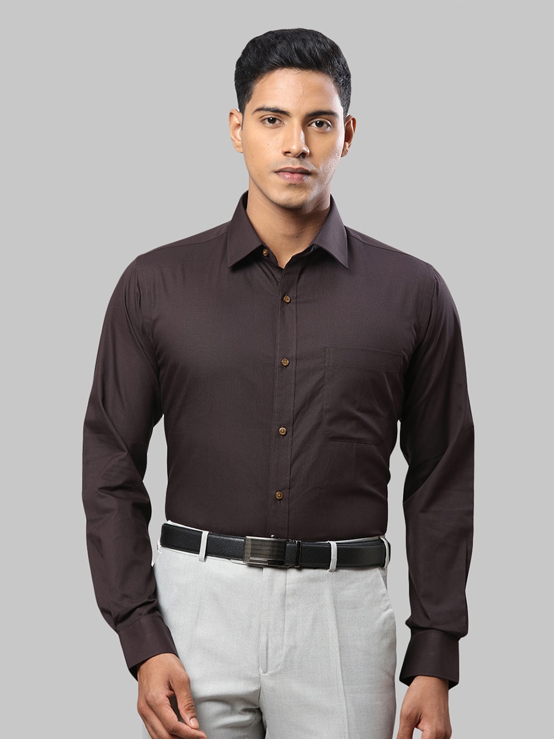 

Raymond Men Slim Fit Cotton Formal Shirt, Brown