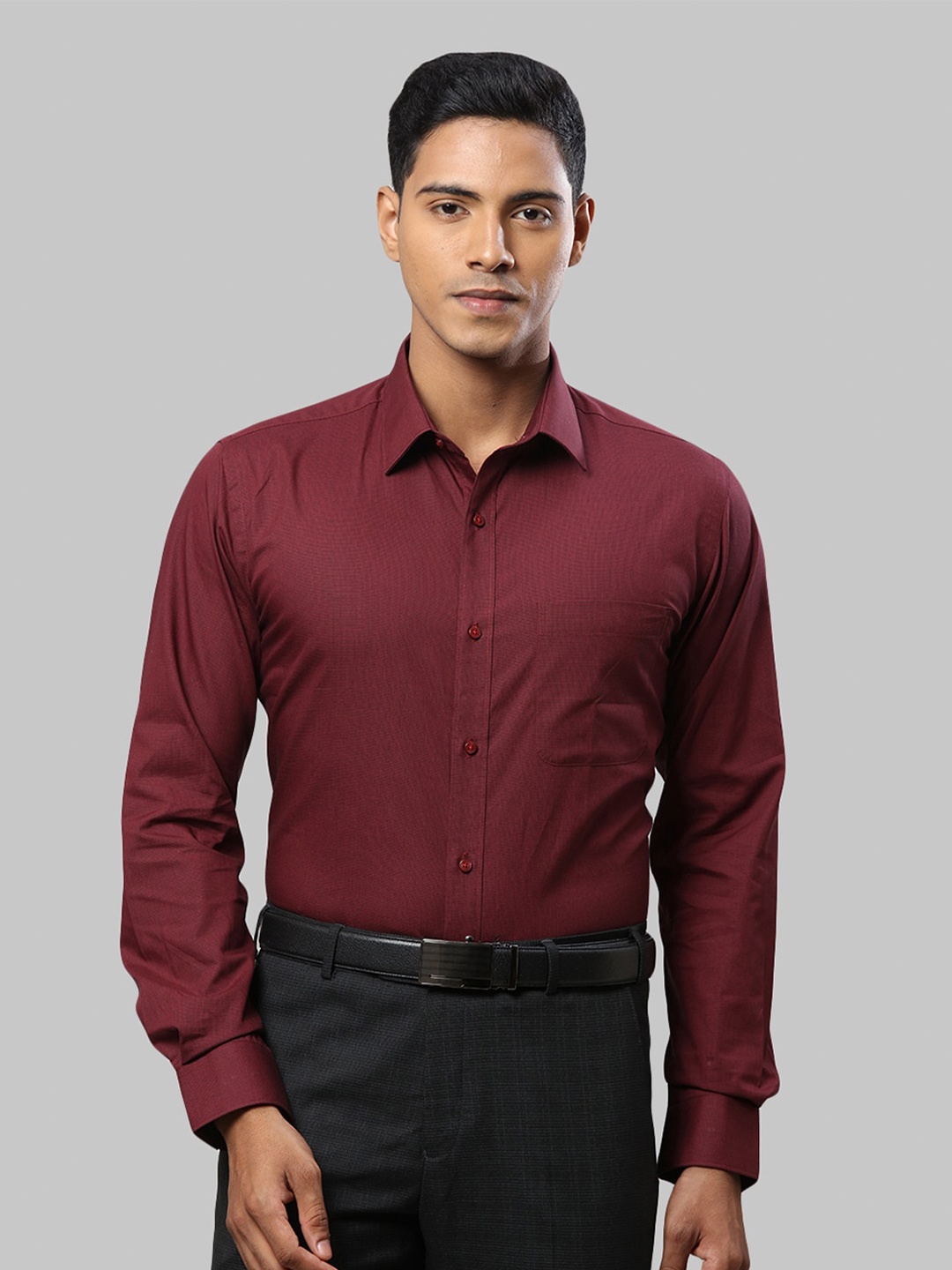 

Raymond Men Slim Fit Cotton Formal Shirt, Maroon