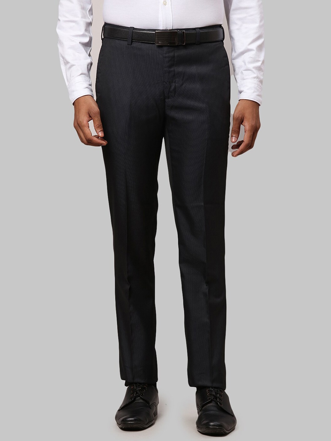 

Raymond Men Textured Slim-Fit Formal Trousers, Blue