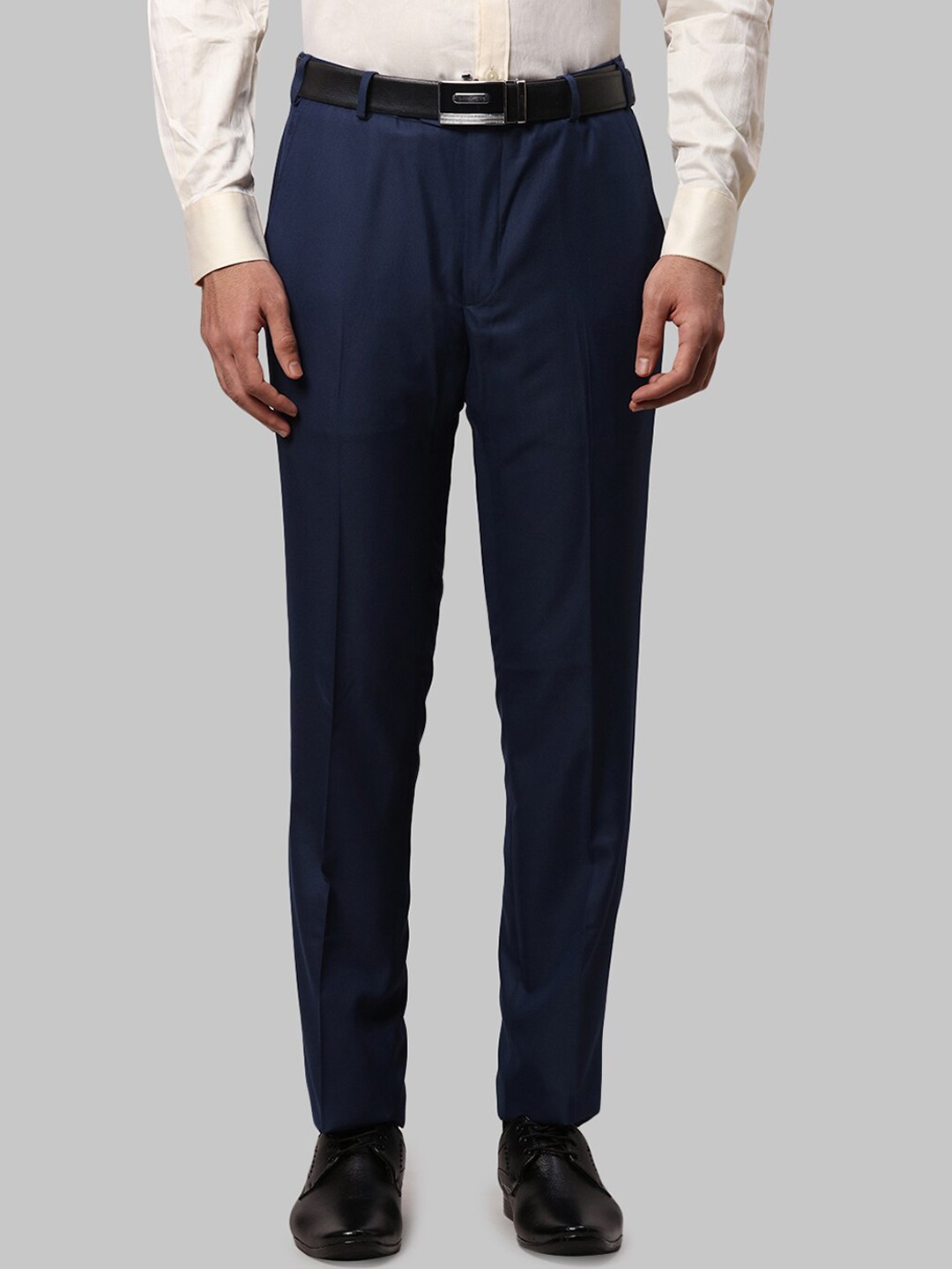 

Raymond Men Slim-Fit Formal Trousers, Blue