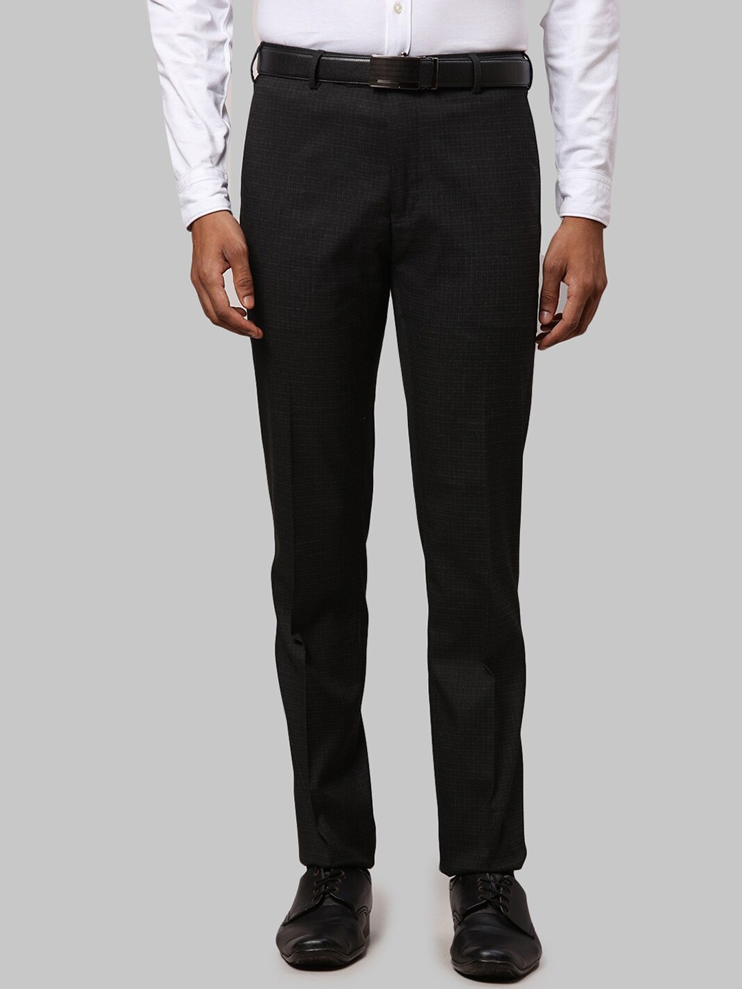 

Raymond Men Slim-Fit Formal Trousers, Black