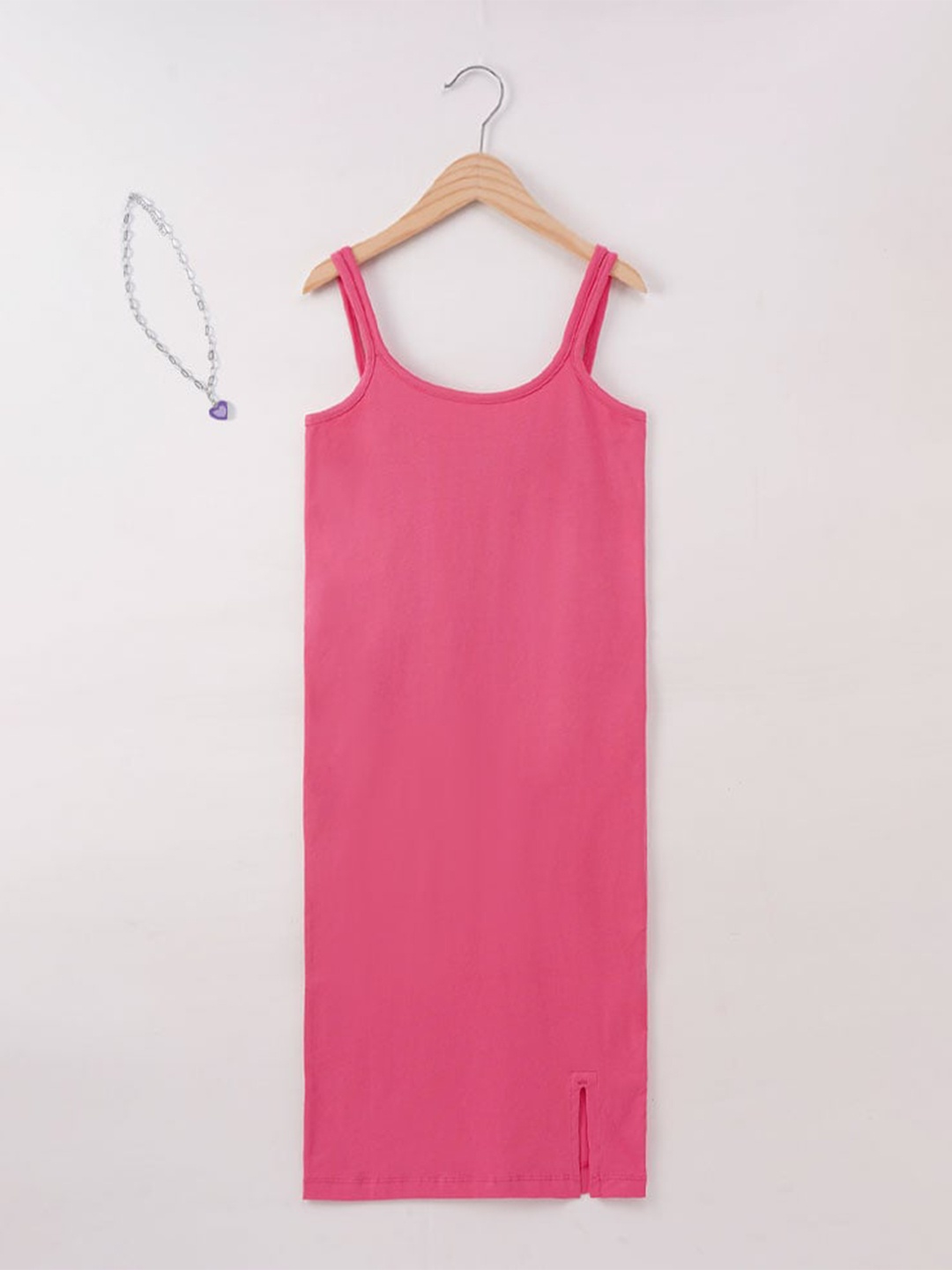 

edheads A-Line Cotton Slit Dress, Pink