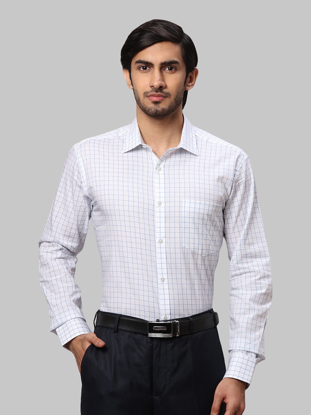 

Park Avenue Men Slim Fit Checked Formal Shirt, Blue