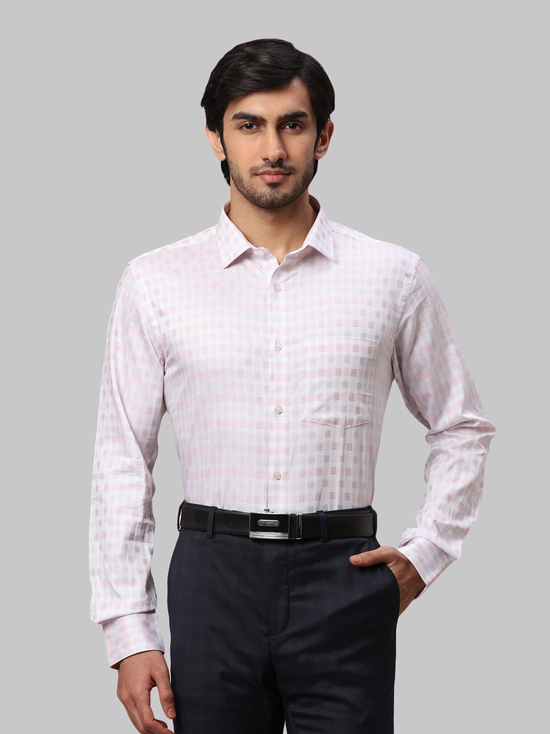 

Park Avenue Men Slim Fit Checked Formal Cotton Shirt, White
