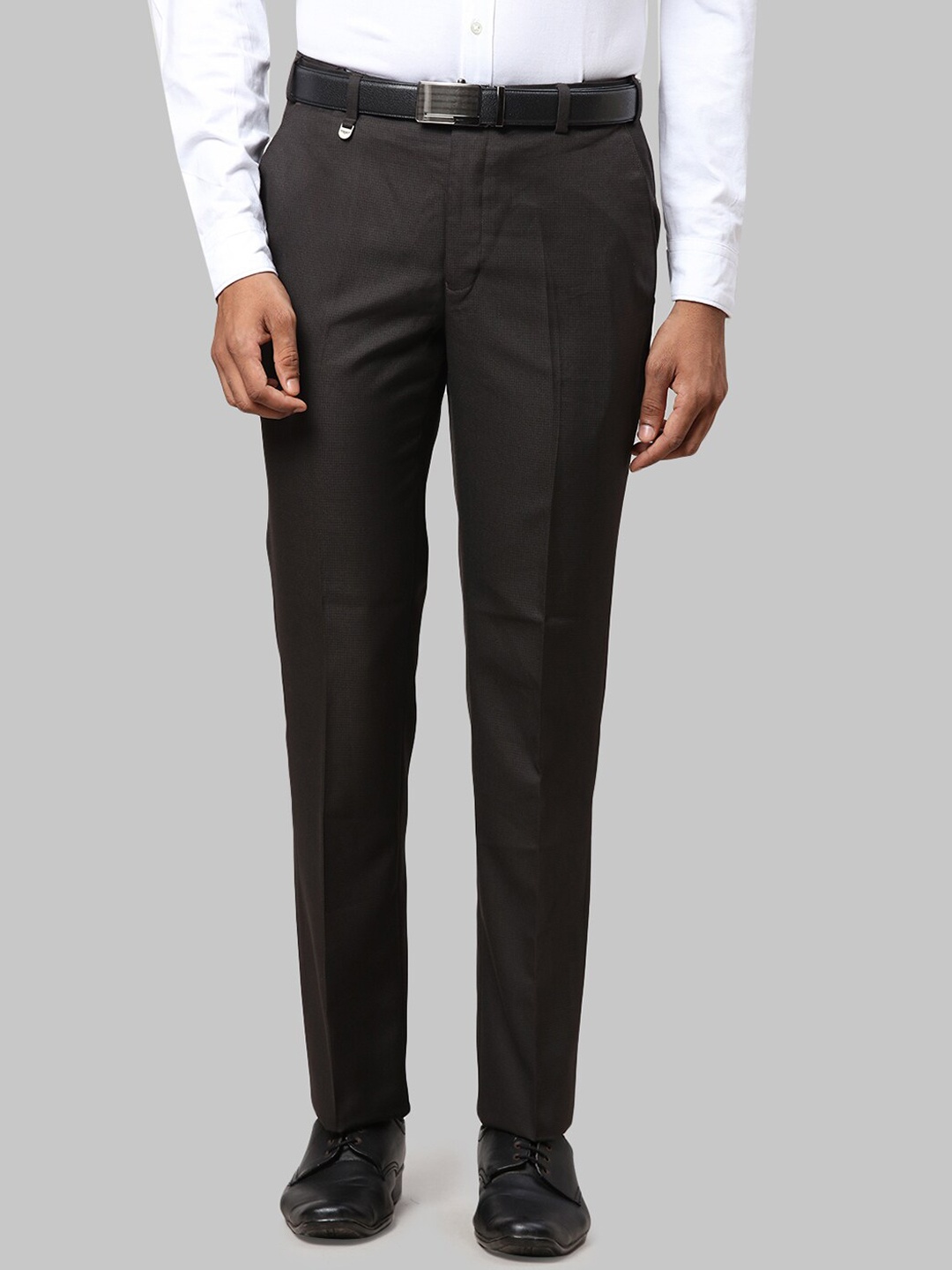 

Park Avenue Men Textured Formal Trousers, Brown