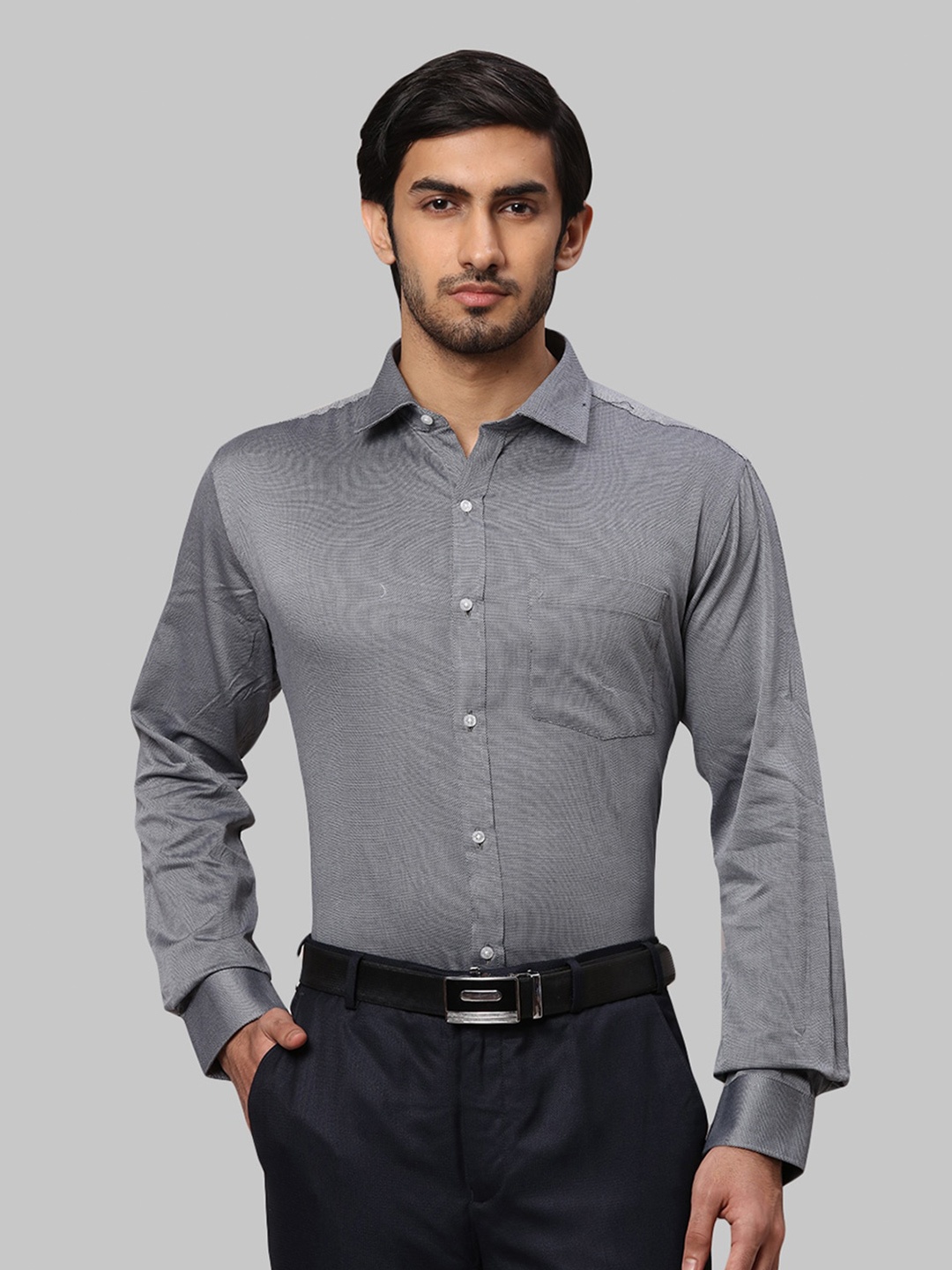 

Park Avenue Men Grey Slim Fit Formal Cotton Shirt
