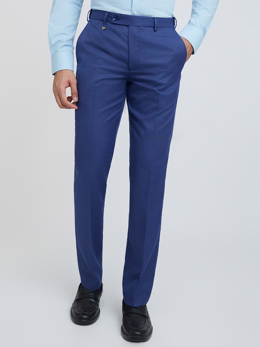 

Park Avenue Men Textured Formal Trousers, Blue