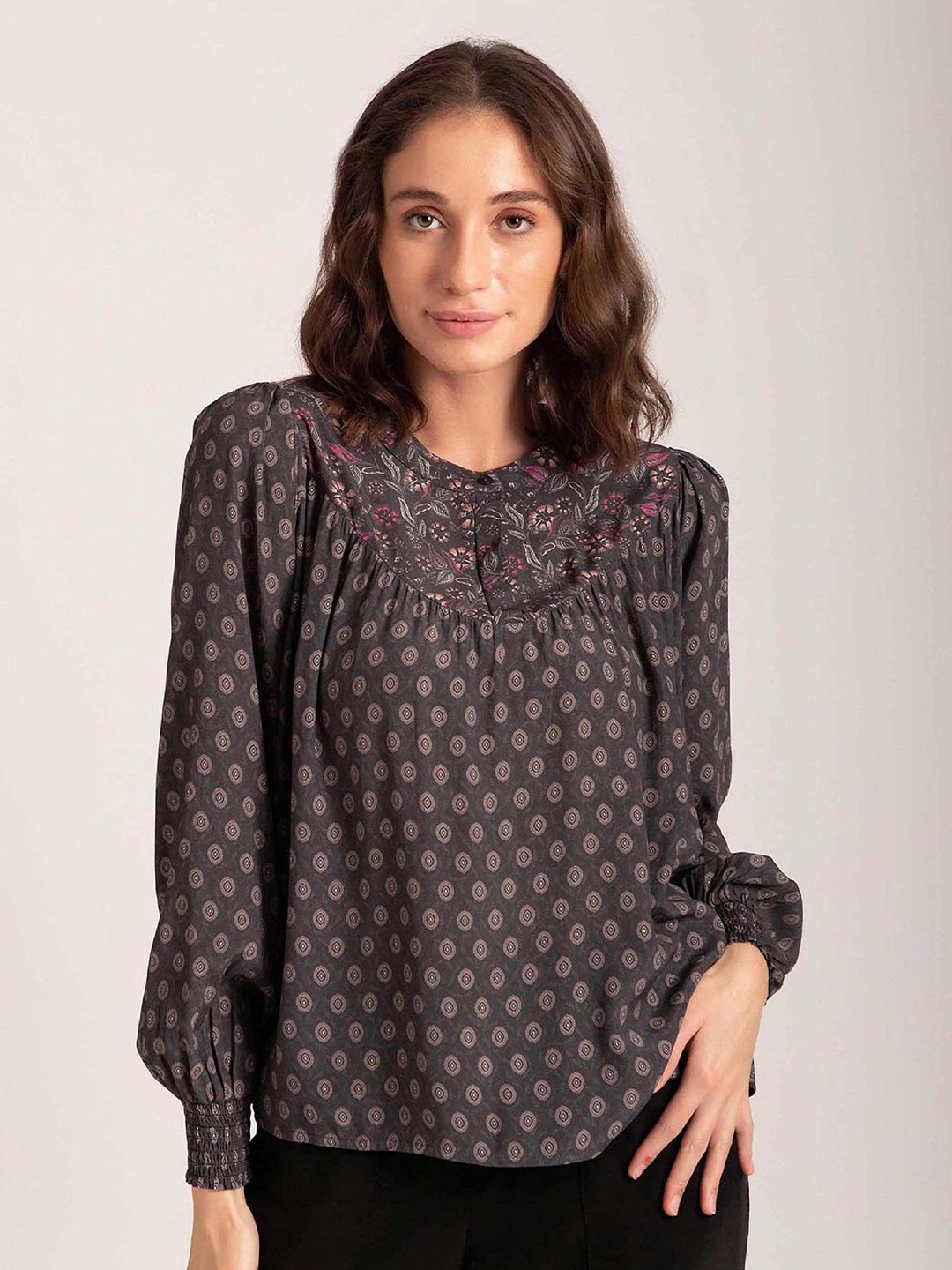 

B.Copenhagen Brown Floral Print Top