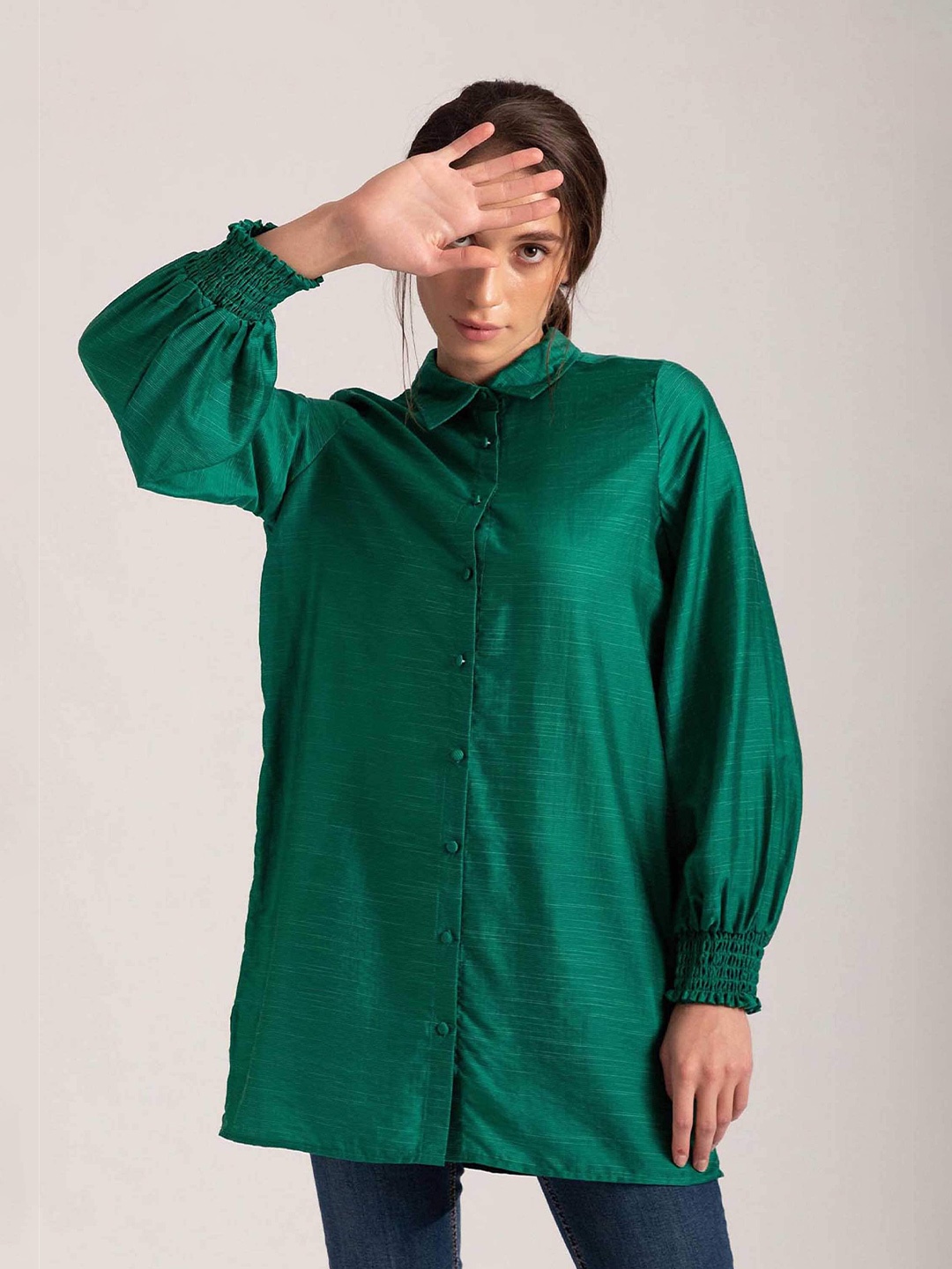 

B.Copenhagen Green Shirt Style Top