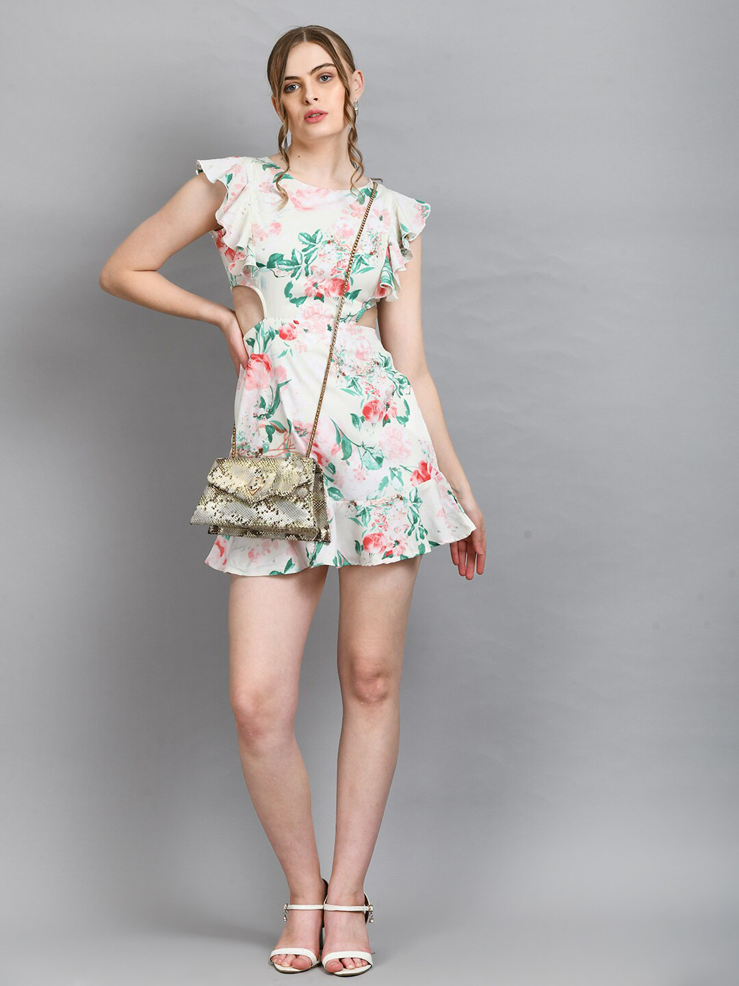 

PRETTY LOVING THING Floral Mini Dress, White