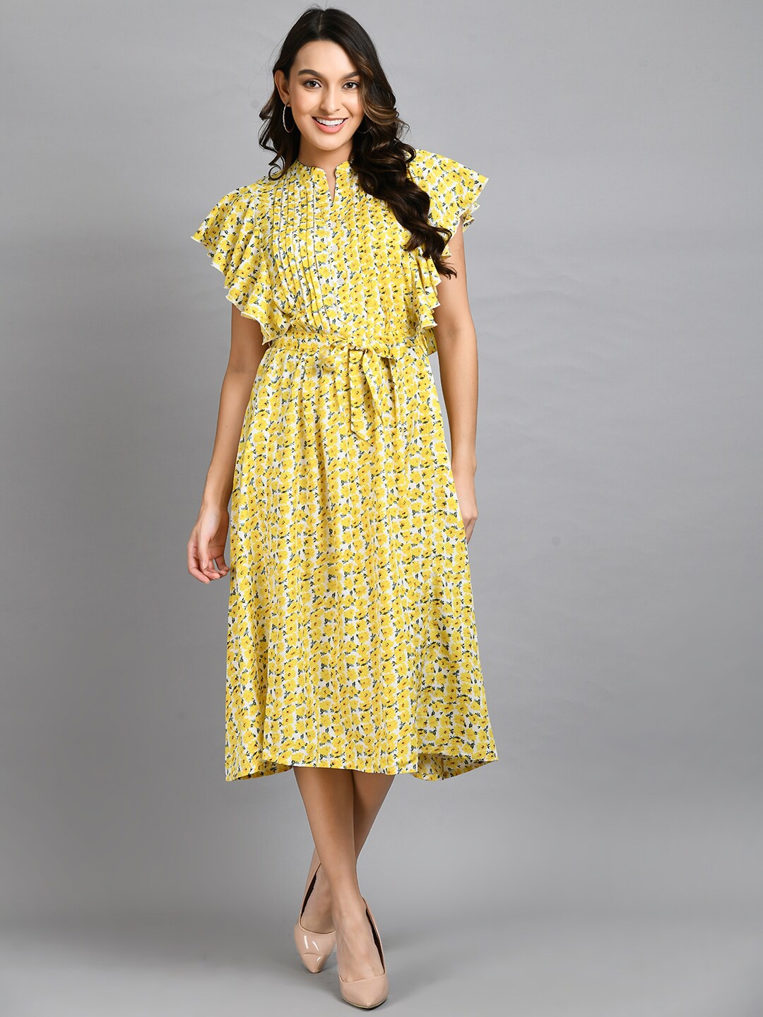 

PRETTY LOVING THING Floral Midi Dress, Yellow