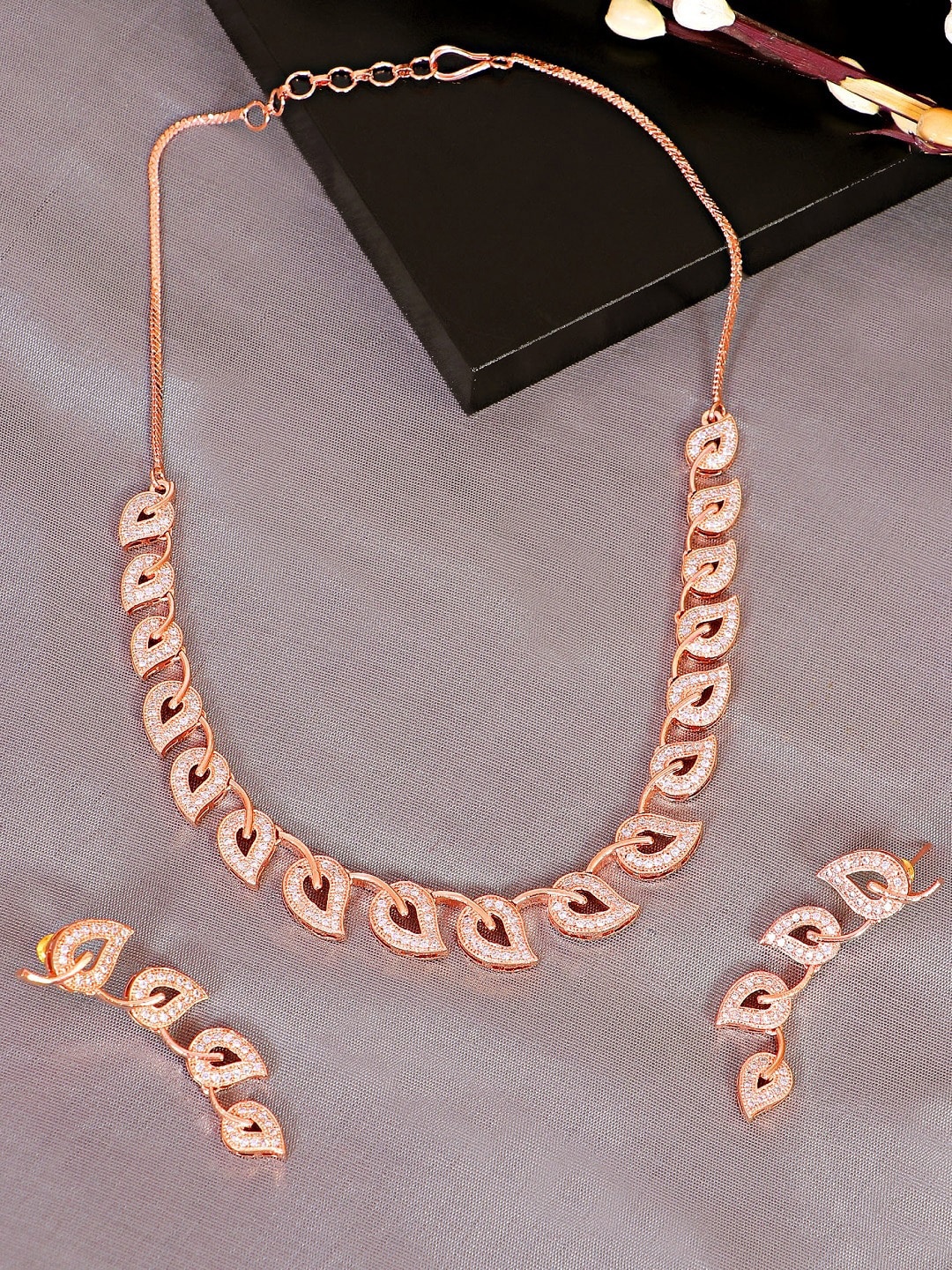

SwaDev Gold-Plated AD-Studded Jewellery Set